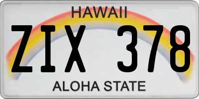 HI license plate ZIX378