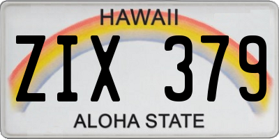 HI license plate ZIX379