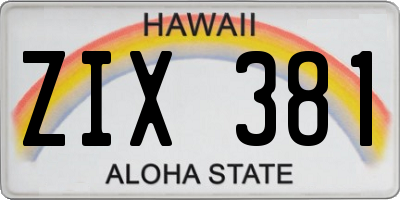 HI license plate ZIX381