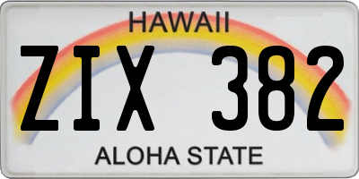 HI license plate ZIX382