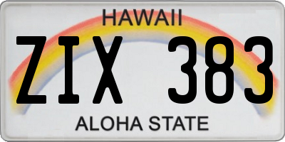 HI license plate ZIX383