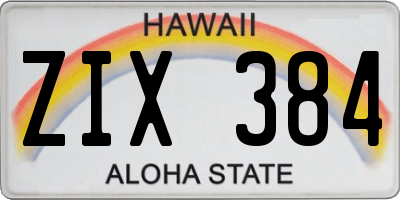 HI license plate ZIX384