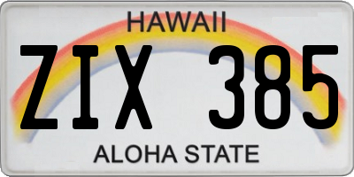 HI license plate ZIX385