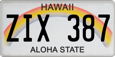 HI license plate ZIX387