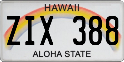 HI license plate ZIX388