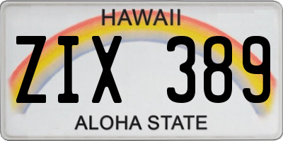 HI license plate ZIX389