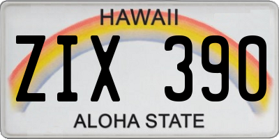 HI license plate ZIX390