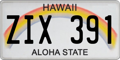 HI license plate ZIX391