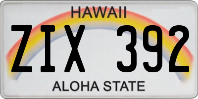 HI license plate ZIX392
