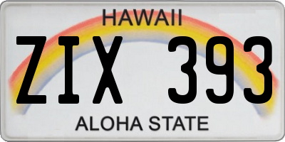HI license plate ZIX393