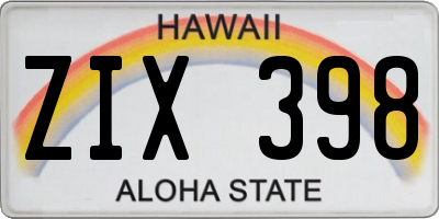HI license plate ZIX398