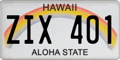 HI license plate ZIX401