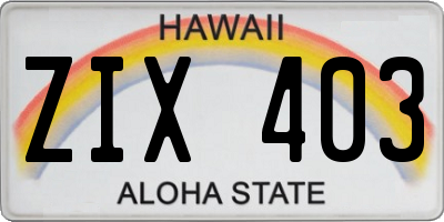 HI license plate ZIX403