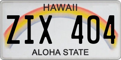 HI license plate ZIX404