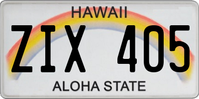 HI license plate ZIX405