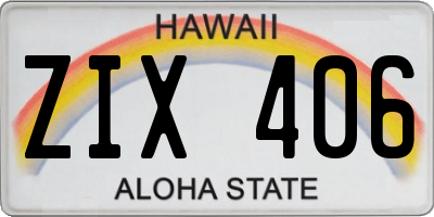 HI license plate ZIX406