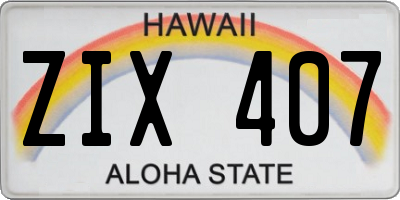 HI license plate ZIX407