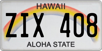 HI license plate ZIX408