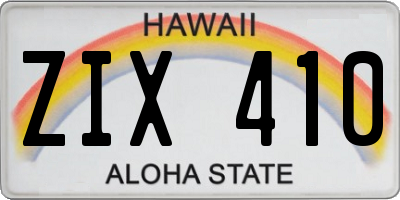 HI license plate ZIX410