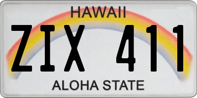 HI license plate ZIX411