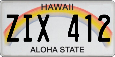 HI license plate ZIX412