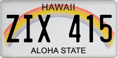 HI license plate ZIX415
