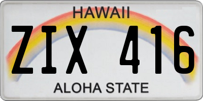 HI license plate ZIX416
