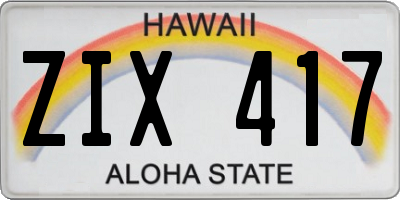 HI license plate ZIX417