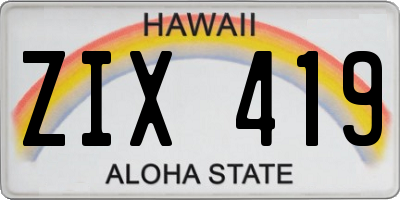 HI license plate ZIX419