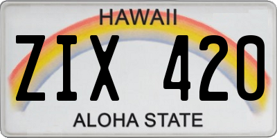 HI license plate ZIX420