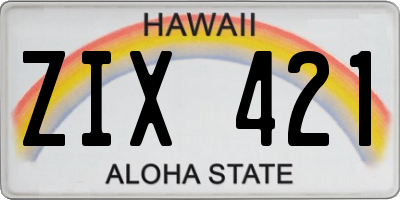 HI license plate ZIX421
