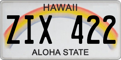 HI license plate ZIX422
