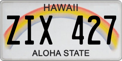 HI license plate ZIX427