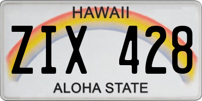 HI license plate ZIX428