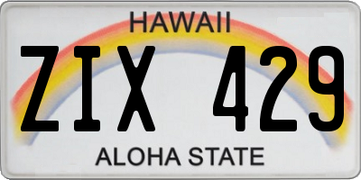 HI license plate ZIX429