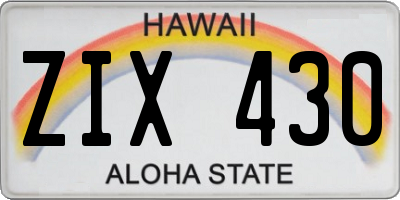 HI license plate ZIX430