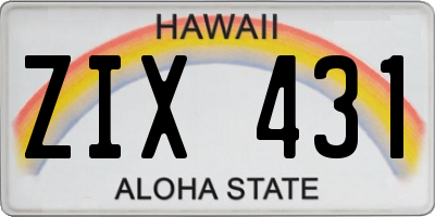 HI license plate ZIX431