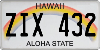 HI license plate ZIX432