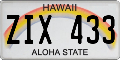 HI license plate ZIX433