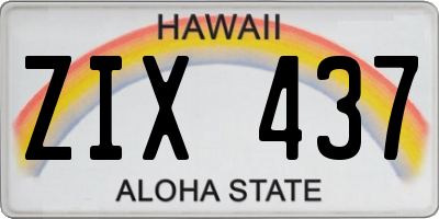 HI license plate ZIX437