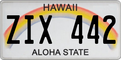 HI license plate ZIX442