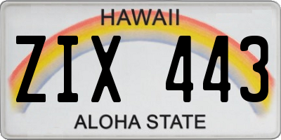 HI license plate ZIX443