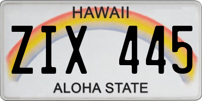 HI license plate ZIX445