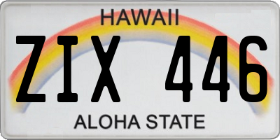 HI license plate ZIX446