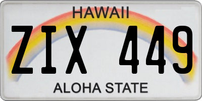 HI license plate ZIX449