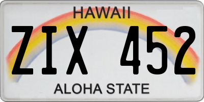 HI license plate ZIX452