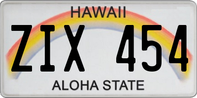 HI license plate ZIX454