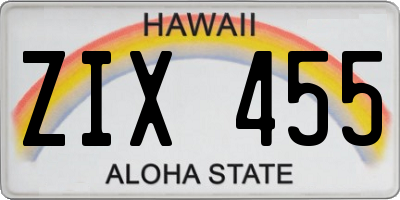 HI license plate ZIX455