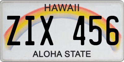 HI license plate ZIX456