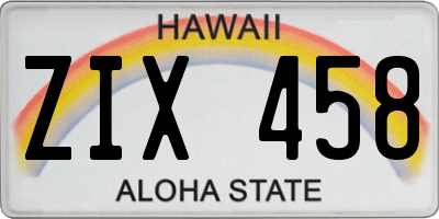 HI license plate ZIX458
